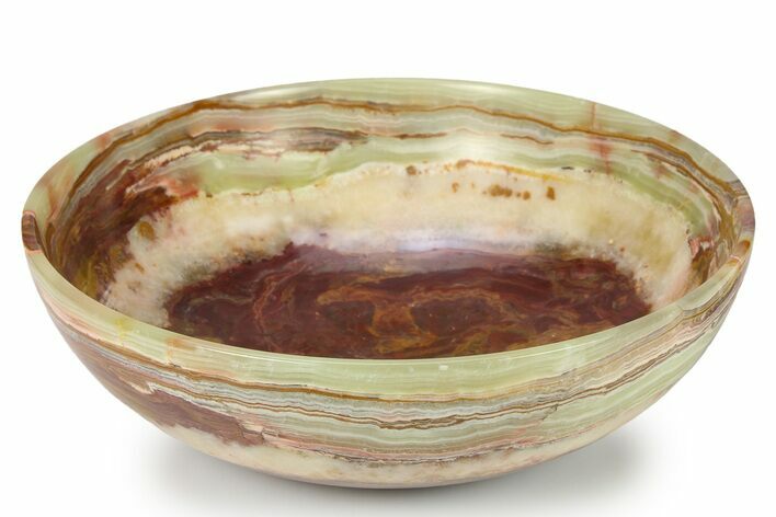 Polished Green Banded Calcite Bowl - Pakistan #264757